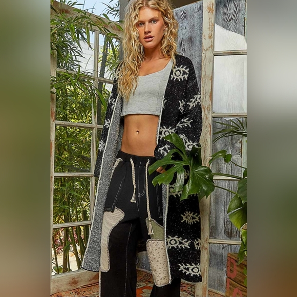 #968 POL Evil Eye Pattern Cardigan - Picture 3 of 14